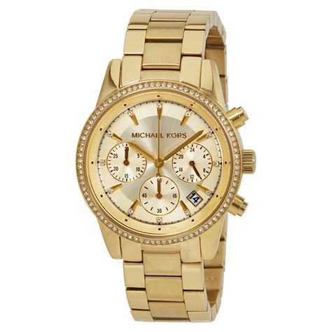 chronograph gold watch by michael kors|Michael Kors chronograph ladies watch.